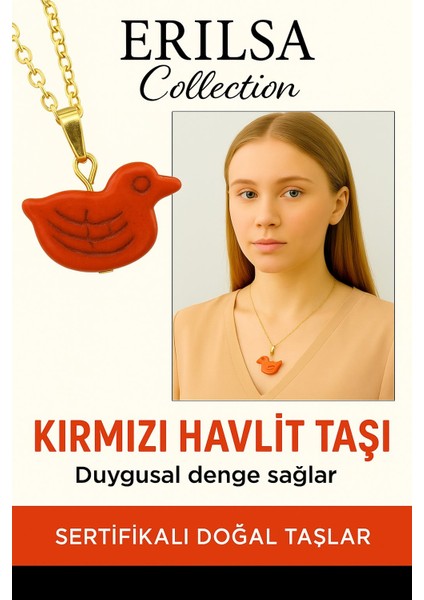Sertifikalı Kuş Model Kırmızı Havlit Taşı Kolye – Enerji, Denge ve Ruhsal Güç Taşı fiyatları