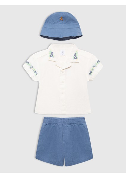 Bebek Orange Kıss Neon 3'lü Işlemeli Brannan Bear Outfit Set