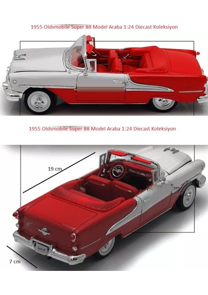 1955 Oldsmobile Super 88 Klasik Model Araba 1:24 Diecast Koleksiyon 19X7CM Kapı Kaput Açılır