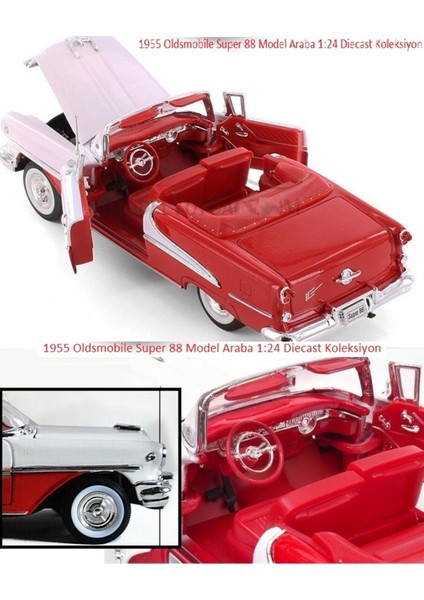 1955 Oldsmobile Super 88 Klasik Model Araba 1:24 Diecast Koleksiyon 19X7CM Kapı Kaput Açılır
