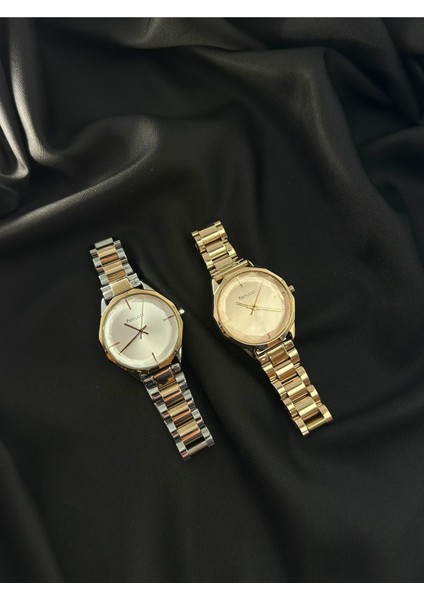 Çift Renk Gümüş-Rose Gold Kristal Cam Tasarım Ferrucci Kadın Kol Saati indirimleri