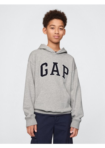 Erkek Çocuk Gri Gap Logo Relaxed Havlu Kumaş Sweatshirt
