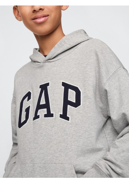 Erkek Çocuk Gri Gap Logo Relaxed Havlu Kumaş Sweatshirt
