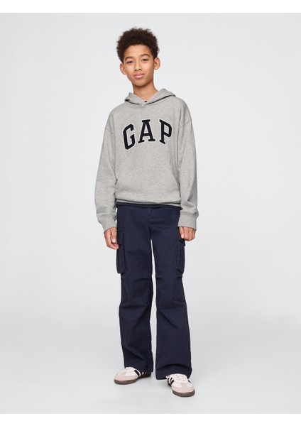 Erkek Çocuk Gri Gap Logo Relaxed Havlu Kumaş Sweatshirt