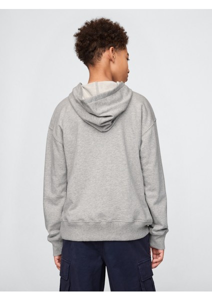 Erkek Çocuk Gri Gap Logo Relaxed Havlu Kumaş Sweatshirt
