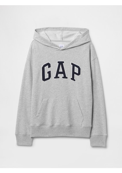 Erkek Çocuk Gri Gap Logo Relaxed Havlu Kumaş Sweatshirt