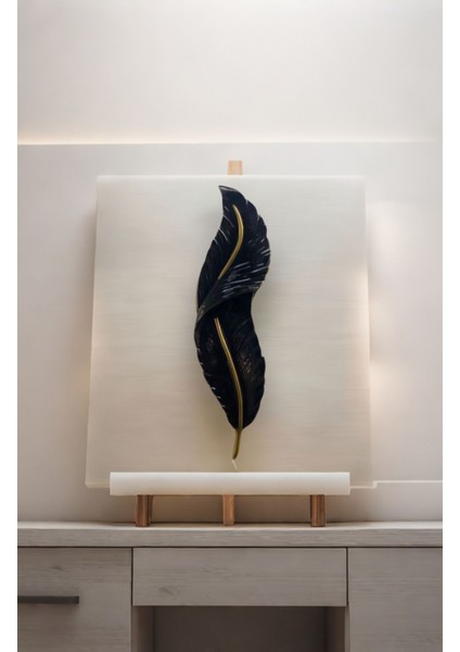 Tüy Aplik Ledli Pilli Dekoratif Duvar Aydınlatma - Şık ve Modern Tasarım - (60*16 cm )
