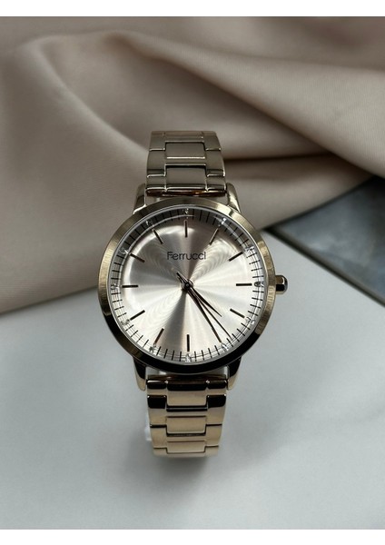 Rose Gold Taşlı Minimal Tasarım Ferrucci Kadın Kol Saati fırsatları