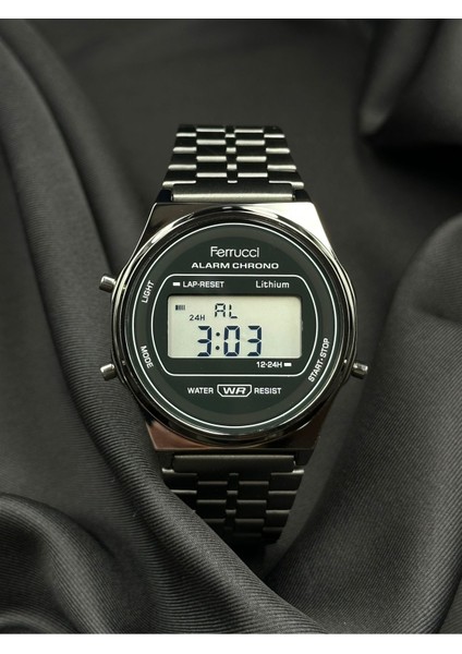 Siyah Çelik Kordon Dijital Tasarım Ferrucci Kadın Saati fiyatları