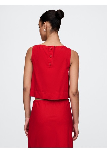 Kadın Kırmızı Keten Karışımlı Gömlek fırsatları