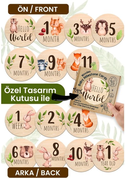 Aylık Bebek Kartları Ingilizce Milestone Cards Bebek Hediyelik Anı Kartı Ay Kartları