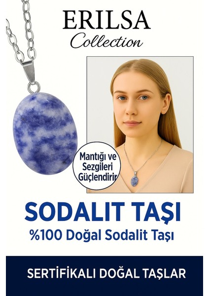 Sertifikalı Oval Sodalit Taşı Kolye – Ifade Gücü, Zihinsel Berraklık ve Içsel Denge Taşı