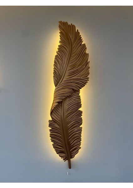 Tüy Aplik Ledli Dekoratif Duvar Aydınlatma - Şık ve Modern Tasarım - Kolay Montaj 125 x 25 cm