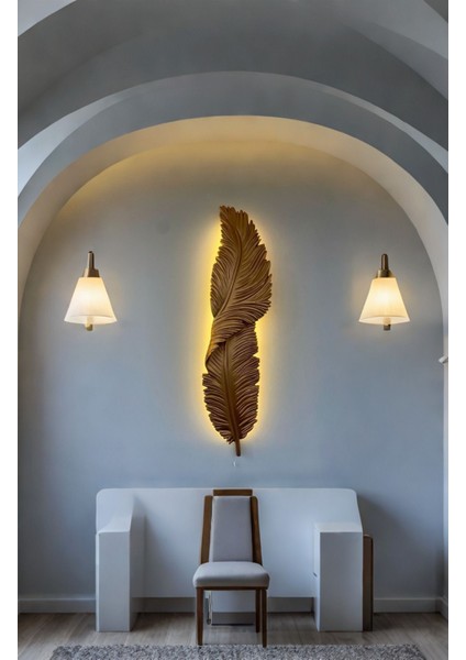 Tüy Aplik Ledli Dekoratif Duvar Aydınlatma - Şık ve Modern Tasarım - Kolay Montaj 125 x 25 cm