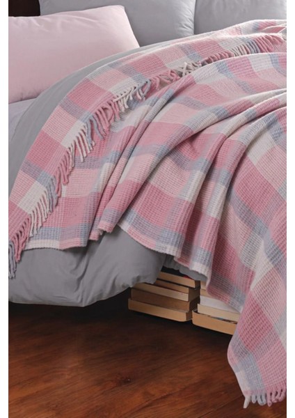 Battaniye Pamuklu Çift Kişilik Nordic Cozy Pudra