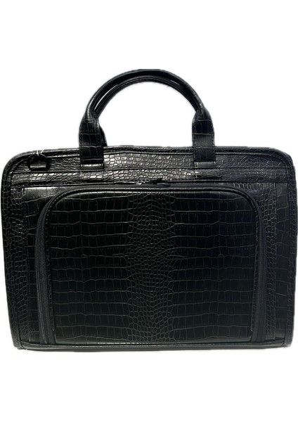Luxury Sg071219 Deri Laptop Ve Evrak Çantası Kroko Siyah