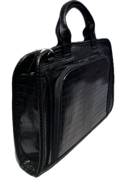 Luxury Sg071219 Deri Laptop Ve Evrak Çantası Kroko Siyah