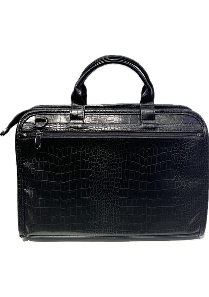 Luxury Sg071219 Deri Laptop Ve Evrak Çantası Kroko Siyah