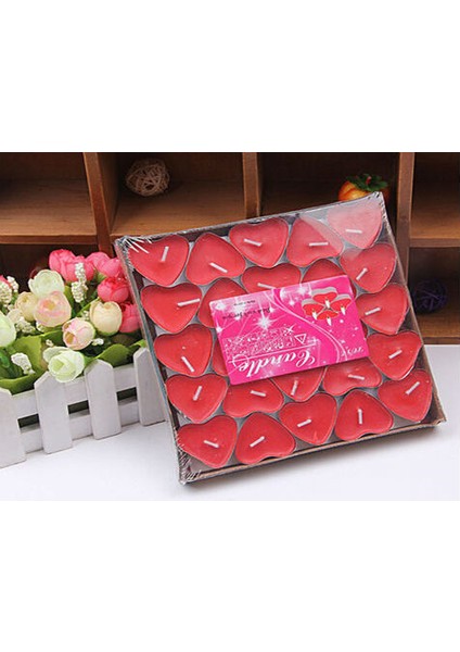 Kalp Şeklinde Mum 50 Adet - Kırmızı (4767) - MBN9848-1497