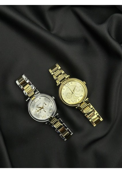 Çift Renk Gümüş-Gold Burgu Desenli Taşlı Tasarım Ferrucci Kadın Kol Saati fırsatları