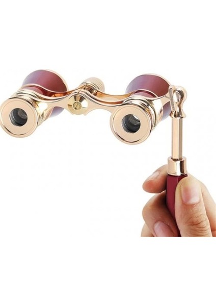 Nefis Işlemeli Tiyatro / Opera Dürbünü 3X25 Prinç Metal Kaplamalı Retro Kahver - MBN2953-7676
