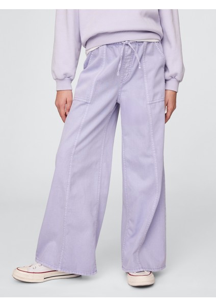 Kız Çocuk Lila Ultrasoft Baggy Twill Pantolon