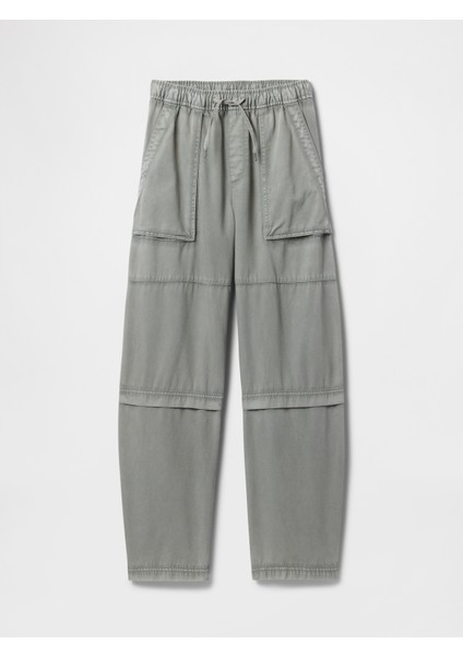 Kadın Haki Mid Rise Easy Utility Barrel Pantolon
