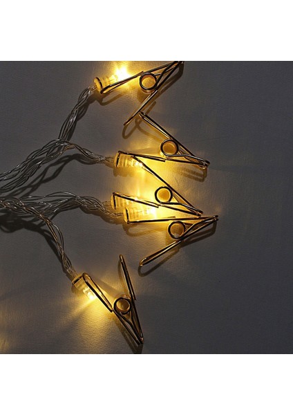 Bakır Renkli LED Işıklı Fotoğraf Asma Işık Süsleme Mandalları (4767) - MBN9059-8922