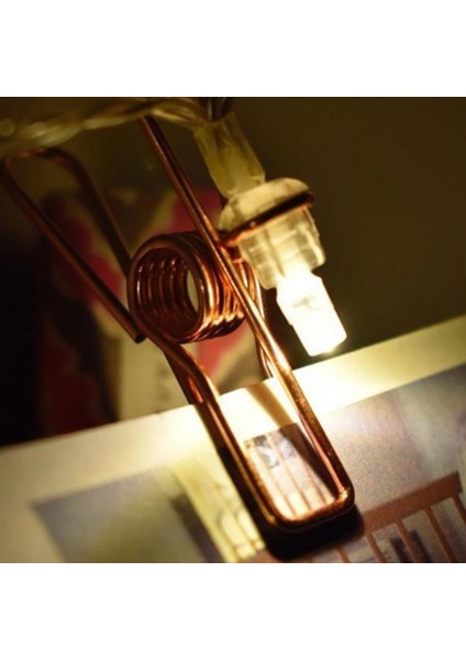 Bakır Renkli LED Işıklı Fotoğraf Asma Işık Süsleme Mandalları (4767) - MBN9059-8922