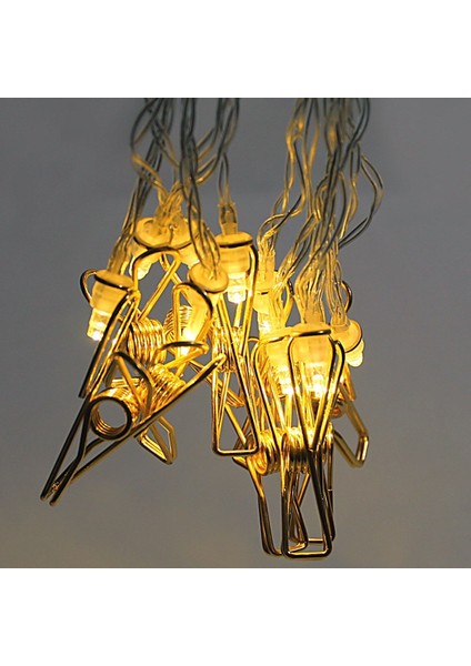 Bakır Renkli LED Işıklı Fotoğraf Asma Işık Süsleme Mandalları (4767) - MBN9059-8922