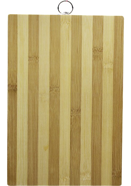 Ahşap 20X30CM Beyaz Çizgili Bambu Kesim Panosu Metal Kulplu (4767) - MBN2256-5606