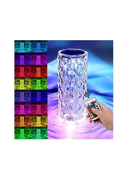 Kristal Elmas Masa Lambası 16 Renk USB Şarjlı Dokunmatik (4767) - MBN2742-4442