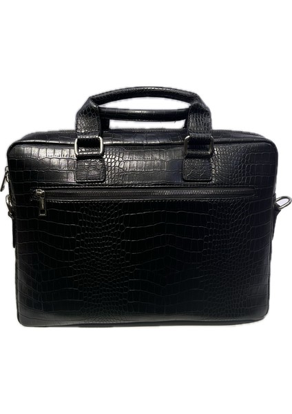 Luxury Mp9141 Deri Laptop Ve Evrak Çantası Kroko Siyah