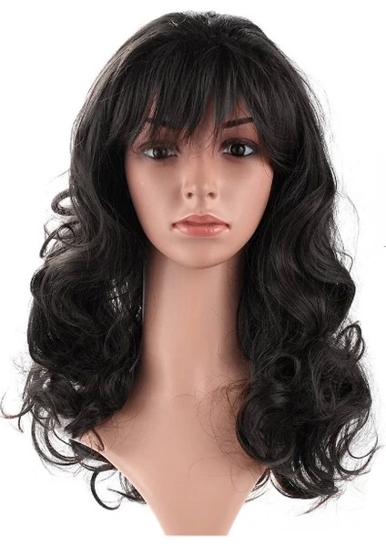 Siyah Renk Dalgalı Uzun Parti Peruğu 55 cm - MBN9519-4053