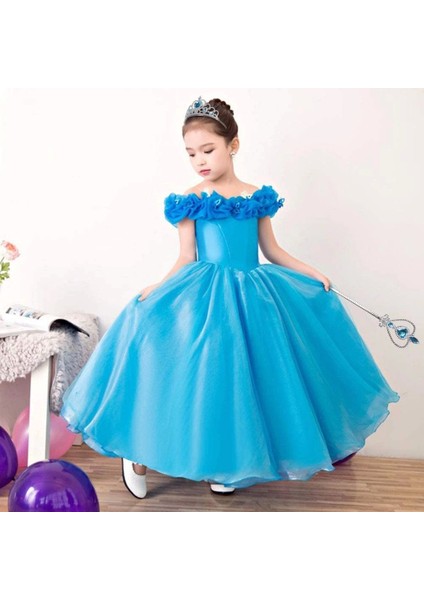 Karlar Ülkesi Elsa Mavi Kalpli Taç ve Mavi Asa Seti Çocuk Boy - MBN7367-1818