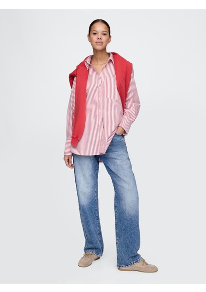 Kadın Pembe %100 Organik Pamuk Oxford Big Gömlek fırsatları