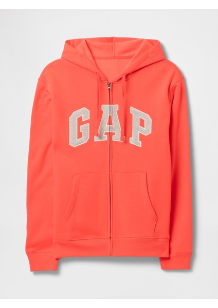 Erkek Turuncu Gap Logo Relaxed Fleece Fermuarlı Sweatshirt