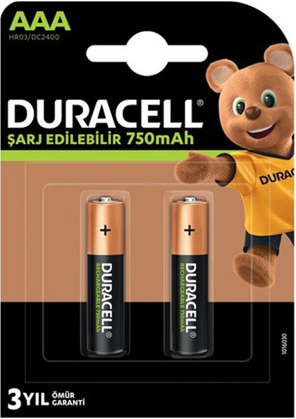 Duracell HR03/DC2400 Ince 750 Ma Şarjlı Aaa 2li Pil (4767) - MBN9411-1788