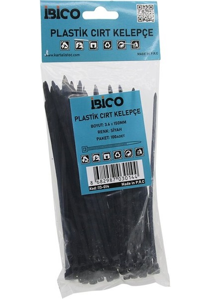 Siyah 3.6X150MM Plastik Cırt Kelepçe 100PCS (4767) - MBN4671-3258