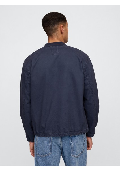 Erkek Lacivert Relaxed Bomber Ceket