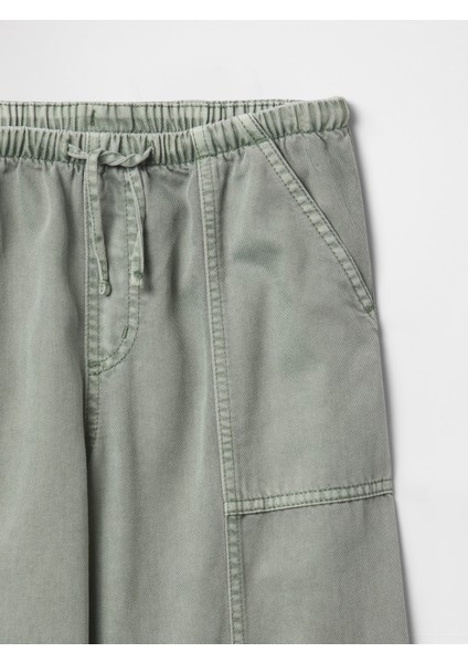 Kız Çocuk Yeşil Ultrasoft Baggy Twill Pantolon