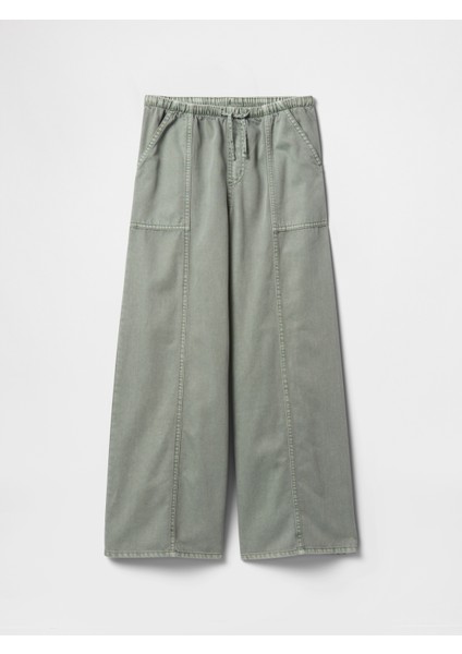 Kız Çocuk Yeşil Ultrasoft Baggy Twill Pantolon