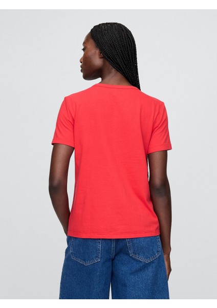 Kadın Kırmızı %100 Organik Pamuk Vintagesoft T-Shirt