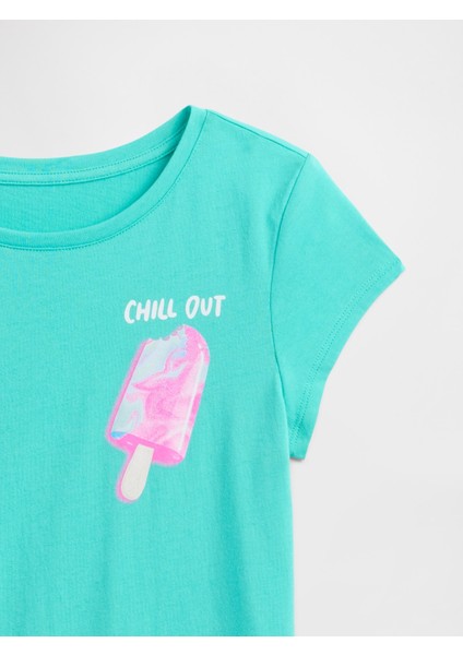 Kız Çocuk Mavi Grafik T-Shirt fiyatları