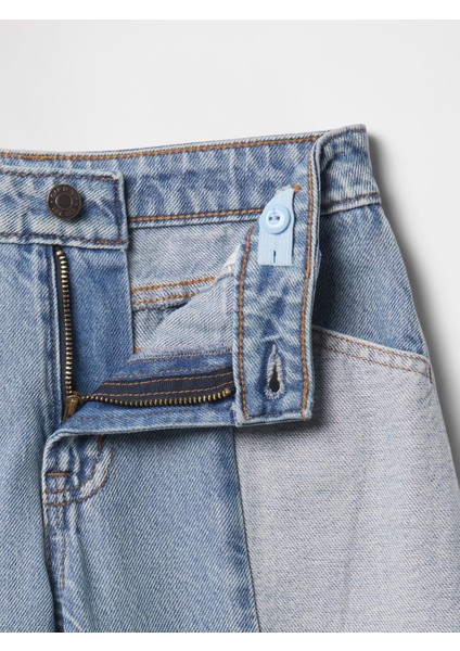 Kız Çocuk Mavi Barrel Jean Pantolon