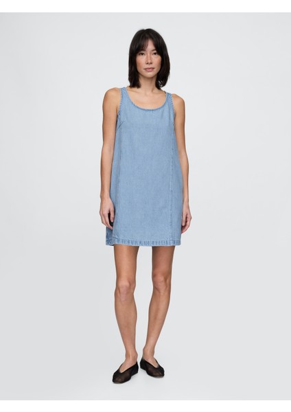 Kadın Mavi Ultrasoft Mini Shift Elbise