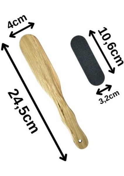 Ahşap Topuk ve Pedikür Spatulası 20 Yedek Törpü ile Birlikte