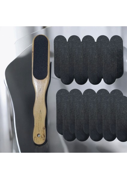 Ahşap Topuk ve Pedikür Spatulası 20 Yedek Törpü ile Birlikte