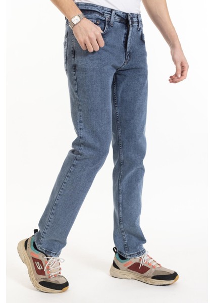 Erkek Denim Regular Fit Rahat Kalp Normal Bel Düz Paça Likralı Kot Pantolon 95505 Açık Mavi fiyatları