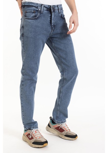Erkek Denim Regular Fit Rahat Kalp Normal Bel Düz Paça Likralı Kot Pantolon 95505 Açık Mavi modelleri